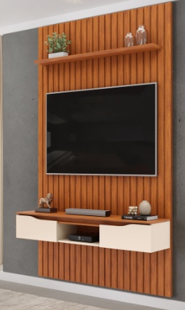 PAINEL E BACADA DJ PRATIC 143X212 FREIJO/OFF WHITE